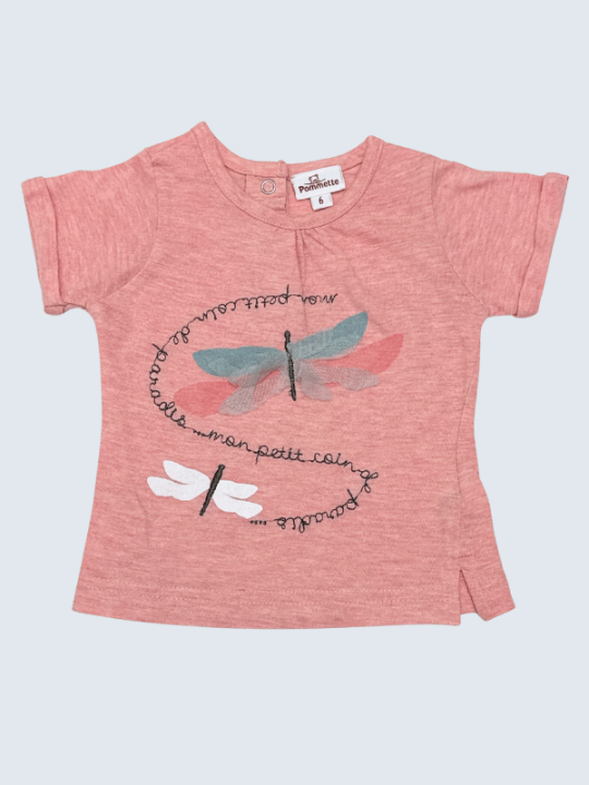 T-Shirt d'occasion Pommette 6 Mois pour fille.